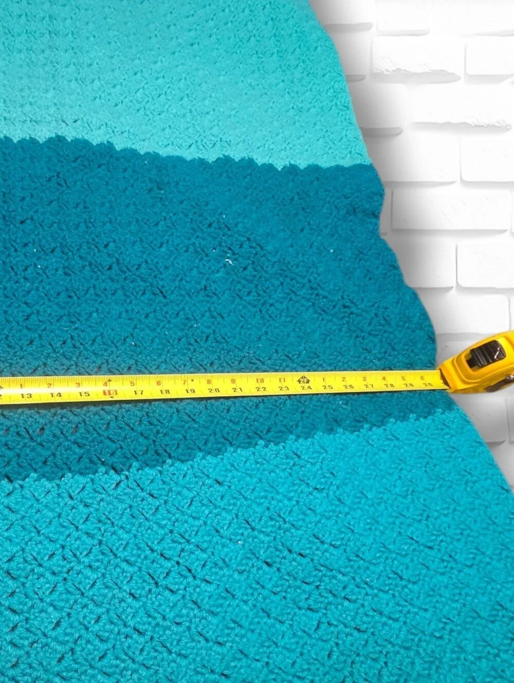 Handmade Teal Gradient Crochet Bed Throw - Blue/Teal